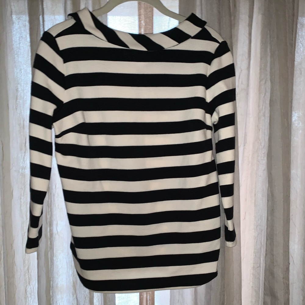 Talbots Black Stiped Bitton Back